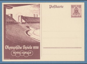 Dt. Reich Ganzsache 1936 Olympische Spiele Glocke 15Pfg #P260 ungebraucht