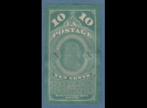 USA 1865 Zeitungsmarke 10 Cent grün, Mi.-Nr. 2a ungestempelt ANSEHEN !