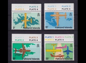 Falkland-Inseln 1979 Flughafen Stanley Mi.-Nr. 284-287 Oberrandstücke **