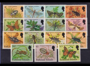 Falkland-Inseln 1984 Einheimische Insekten und Spinnen Mi.-Nr. 390-404 **