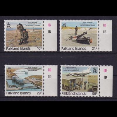 Falkland-Inseln 1987 Pionier-Truppe Mi.-Nr. 460-463 Seitenrandstücke **