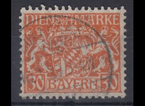 Bayern Dienstmarke Wappen 30 Pf x-Papier Mi.-Nr. 22x O WOLFRAMS-ESCHENBACH