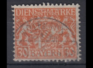 Bayern Dienstmarke Wappen 30 Pf x-Papier Mi.-Nr. 22x , O WOLFRAMS-ESCHENBACH