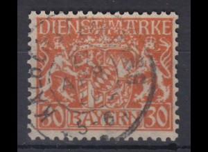Bayern Dienstmarke Wappen 30 Pf x-Papier Mi.-Nr. 22x , O KALBENSTEIN