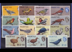 Mauritius 1965 Vögel Mi.-Nr. 268-282 postfrisch **