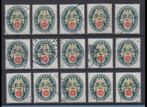 Dt. Reich 1929 Nothilfe 8 Pfg Wappen Lippe-D. Mi-Nr 431 Lot 15 Stück gestempelt