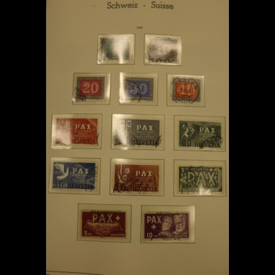 Schweiz Sammlung 1945-1988 gest. dabei PAX-Satz, ohne Patria / Juventute