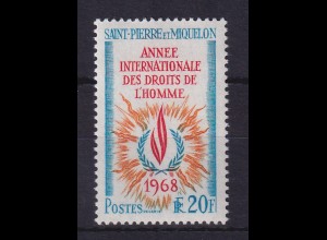 St. Pierre und Miquelon 1968 Jahr der Menschenrechte Mi.-Nr. 430 postfrisch ** 