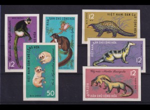 Vietnam 1965 Naturschutz Wildtiere Mi.-Nr. 369-374 U (*)
