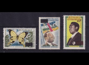 Zentralafrikanische Republik 1965 Marken mit Aufdruck Mi.-Nr. 98-100 **