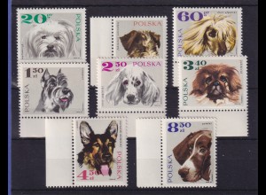 Polen 1969 Hunde Mi.-Nr. 1898-1905 Randstücke postfrisch **