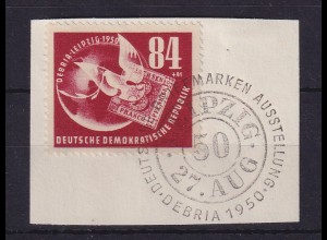 DDR 1950 Ausstellung DEBRIA Leipzig 84 Pfg Mi.-Nr. 260 mit So.-O auf Briefstück