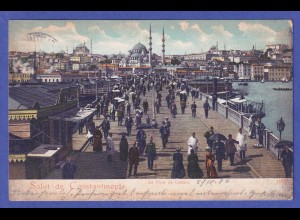 DAP Türkei 1904 AK Constantinopel Hafen von Galata gelaufen nach Augsburg