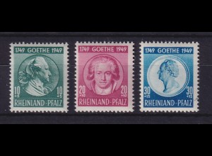 Französische Zone Rheinland-Pfalz 1949 Goethe Mi.-Nr. 46-48 postfrisch **