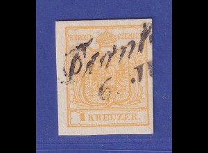 Österreich Wappen 1 Kr Mi.-Nr. 1 Y a gestempelt