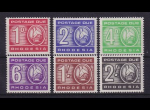 Rhodesien 1967 Portomarken Mi.-Nr. 5-10 postfrisch **