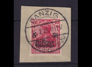 Dt. Reich 1920 Danzig-Vorläufer Mi.-Nr. 105 c O DANZIG auf Briefstück gpr. INFLA