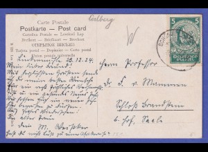 Dt. Reich 1924 Mi.-Nr. 351 mit Bahnpost-O auf AK Cheops-Pyramide nach Brandstein