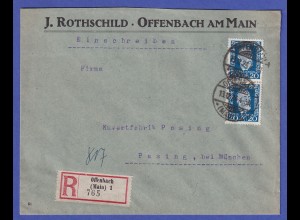 Dt. Reich 1924 H. von Stephan Mi.-Nr. 369 senkr. Paar auf R-Brief O OFFENBACH