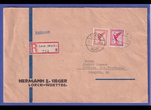Dt. Reich 1931 Luftpostmarken Adler Mi.-Nr. 379 und 381 auf R-Brief O LORCH 
