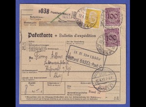 Dt. Reich 1933 Mi.-Nr. 343 und 437 in MiF auf Paketkarte O FRANKFURT (MAIN)