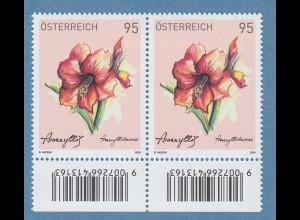 Österreich 2024 Treuebonus-Marke Amaryllis waagerechtes Unterrand-Paar **