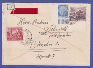 Dt. Reich 1939 Mi.-Nr. 520, 735, 736 auf Eil-Brief O SCHKOPAU