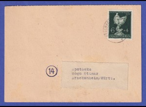 Dt. Reich 1944 Mi.-Nr. 902 auf Werbe-Postkarte O FELLBACH (WÜRTT.)