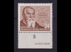 DDR 1953 Lucas Cranach d. Ä. Mi.-Nr. 384 X II mit Druckvermerk postfrisch ** 