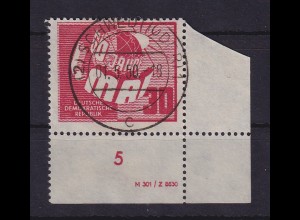 DDR 1950 1. Mai Mi-Nr. 250 DV Eckrandstück UR mit Ersttags-O 01.5.50