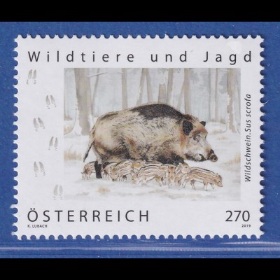 Österreich 2019 Sondermarke Wildtiere und Jagd, Wildschwein Mi.-Nr. 3455 **