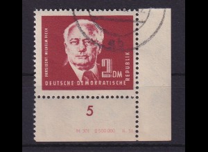 DDR 1950 Wilhelm Pieck Mi-Nr. 254 bb DV Eckrandstück UR gestempelt
