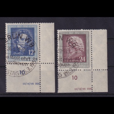 DDR 1952 Beethoven Mi-Nr. 300-301 DV Eckrandstücke UR gestempelt