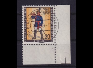 Berlin 1957 Tag der Briefmarke Mi.-Nr. 176 Eckrandstück UR mit Formnummer 1 O