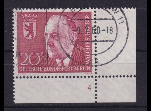Berlin 1960 W. Schreiber Mi-Nr. 192 Eckrandstück UR mit Formnummer 4 gestempelt 