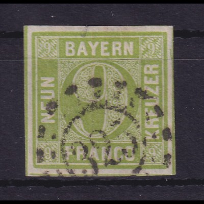 Bayern 9 Kreuzer grün Mi-Nr. 5 c III mit OMR 325 München