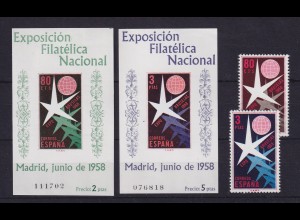 Spanien 1958 Weltausstellung Brüssel Mi.-Nr. 1117-1118, Blocks 13-14 **