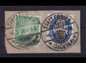 Dt. Reich Mi-Nr. 372 und 377 O SANCT EGIDIEN (SACHSEN) auf Briefstück