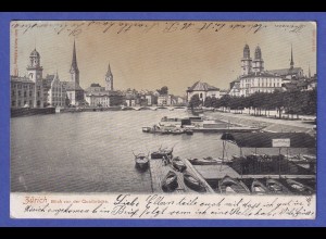 AK Zürich Stadtansicht von der Quaibrücke 1904