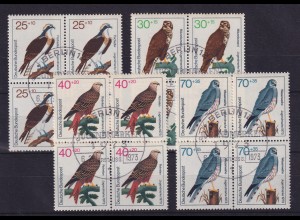 Bund 1973 Jugendmarken Greifvögel Mi-Nr. 754-757 Viererblocks mit Ersttags-So.-O
