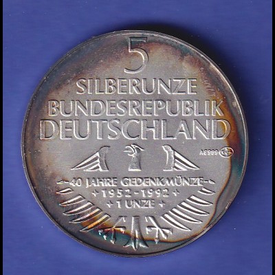 Silbermedaille 1992 Adler-Fiebel Germanisches Nationalmuseum 1 Unze 31,1Ag999.9