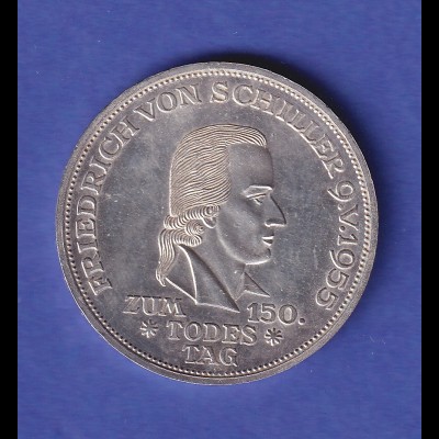 Deutschland 1955 Silbermünze Friedrich Schiller 5 DM vz