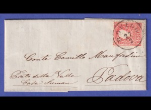 Lombardei-Venetien 9 Soldi Mi.-Nr. 9 I O ROVIGO auf Brief nach Padua 1861