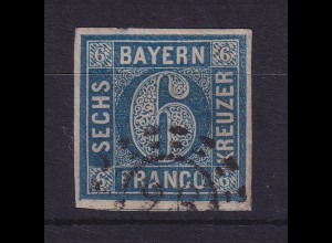 Bayern 6 Kreuzer blau Mi.-Nr. 10 mit OMR 