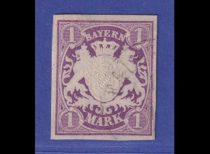Bayern Wappen 1 Mark violett Mi.-Nr. 30a gestempelt