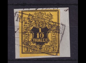 Hannover 1851 Wappen 1/10 Taler Mi.-Nr. 5 O HANNOVER auf Briefstück