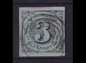 Thurn und Taxis 3 Kreuzer 1858 Mi.-Nr. 12a gestempelt auf Briefstück