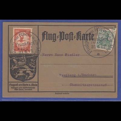 Dt. Reich Flugpostmarke E.EL.P 20Pf auf Flugpost-Karte mit O Frankfurt 23.6.12