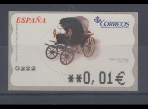 Spanien ATM Kutsche Spider 1705, Wert in € 5-stellig breit, Mi.-Nr. 139.4
