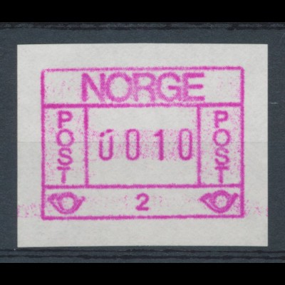 Norwegen Frama-ATM 1978, Aut.-Nr. 2 mit Klischeefehler "gebrochene erste 0" **